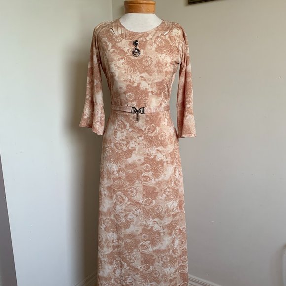 Handmade Golden Beige Cottage Country Dress - Picture 1 of 6